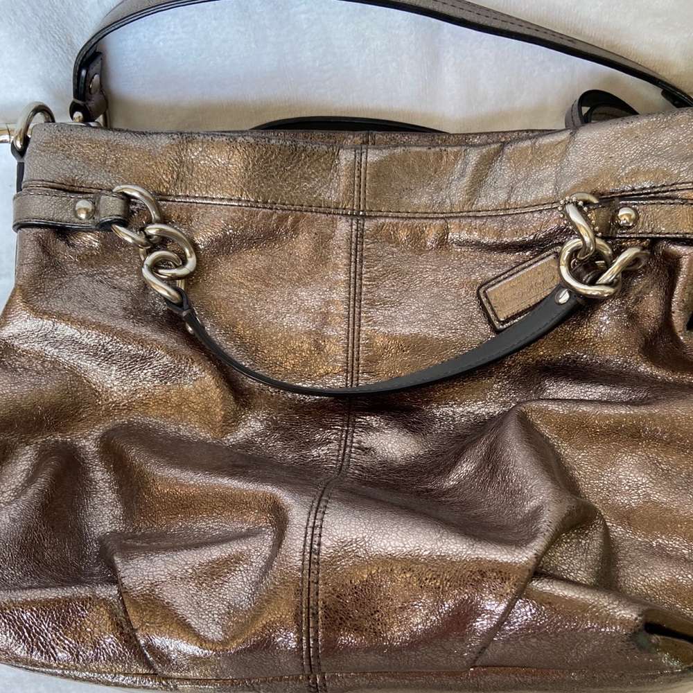 Coach silver leather bag